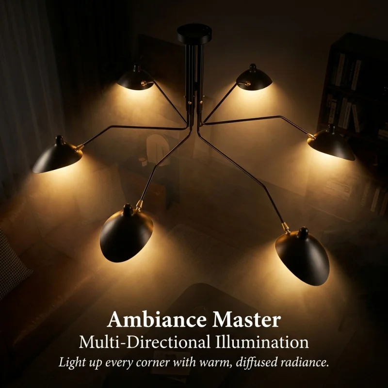 Nordic Retro Spider Chandeliers Industrial Pandent Lamp Simple Ceiling Lamp Postmodern Home Lighting Living Room Led Luminaire