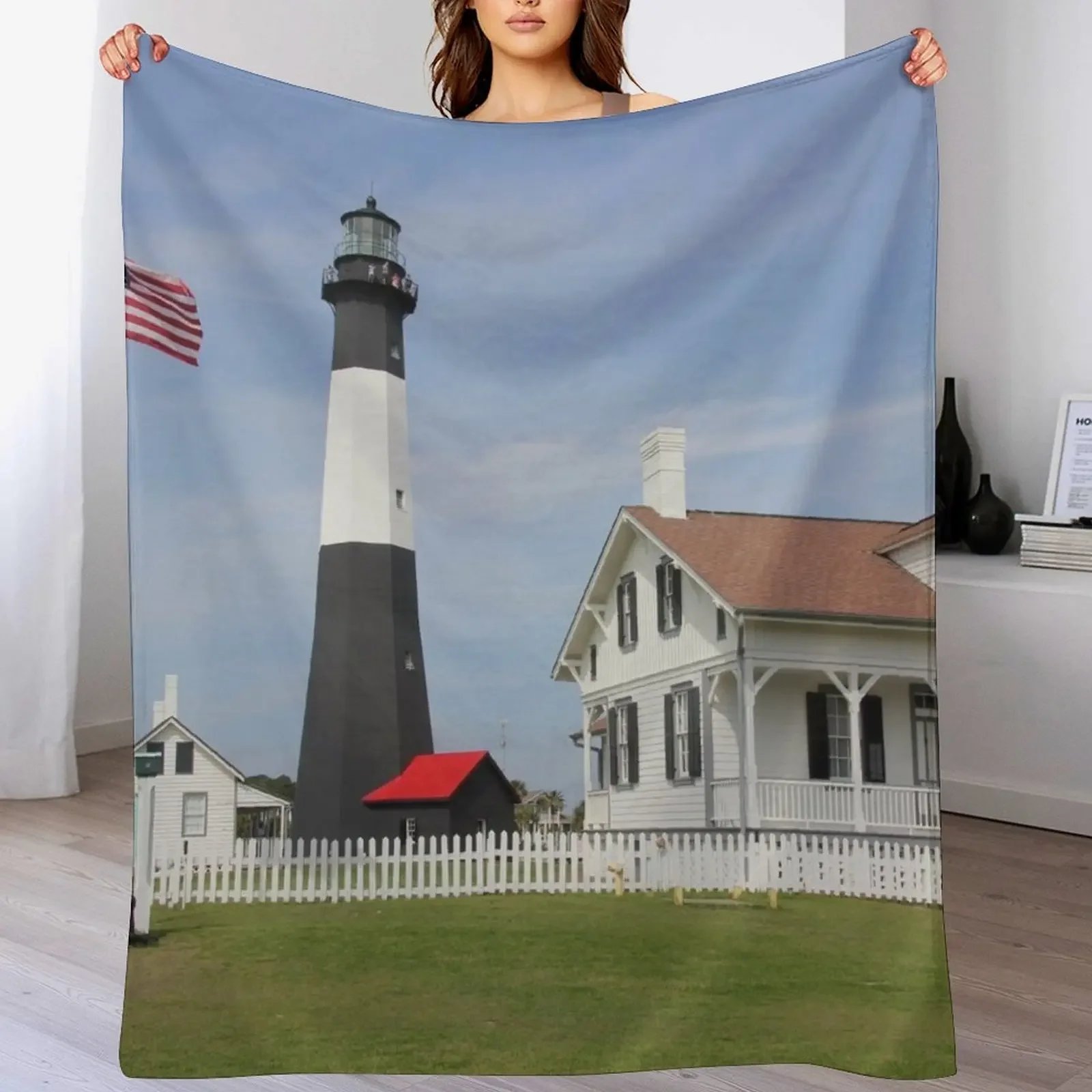 

Tybee Island Lighthouse Throw Blanket for winter Decoratives Baby Cute Plaid Blankets