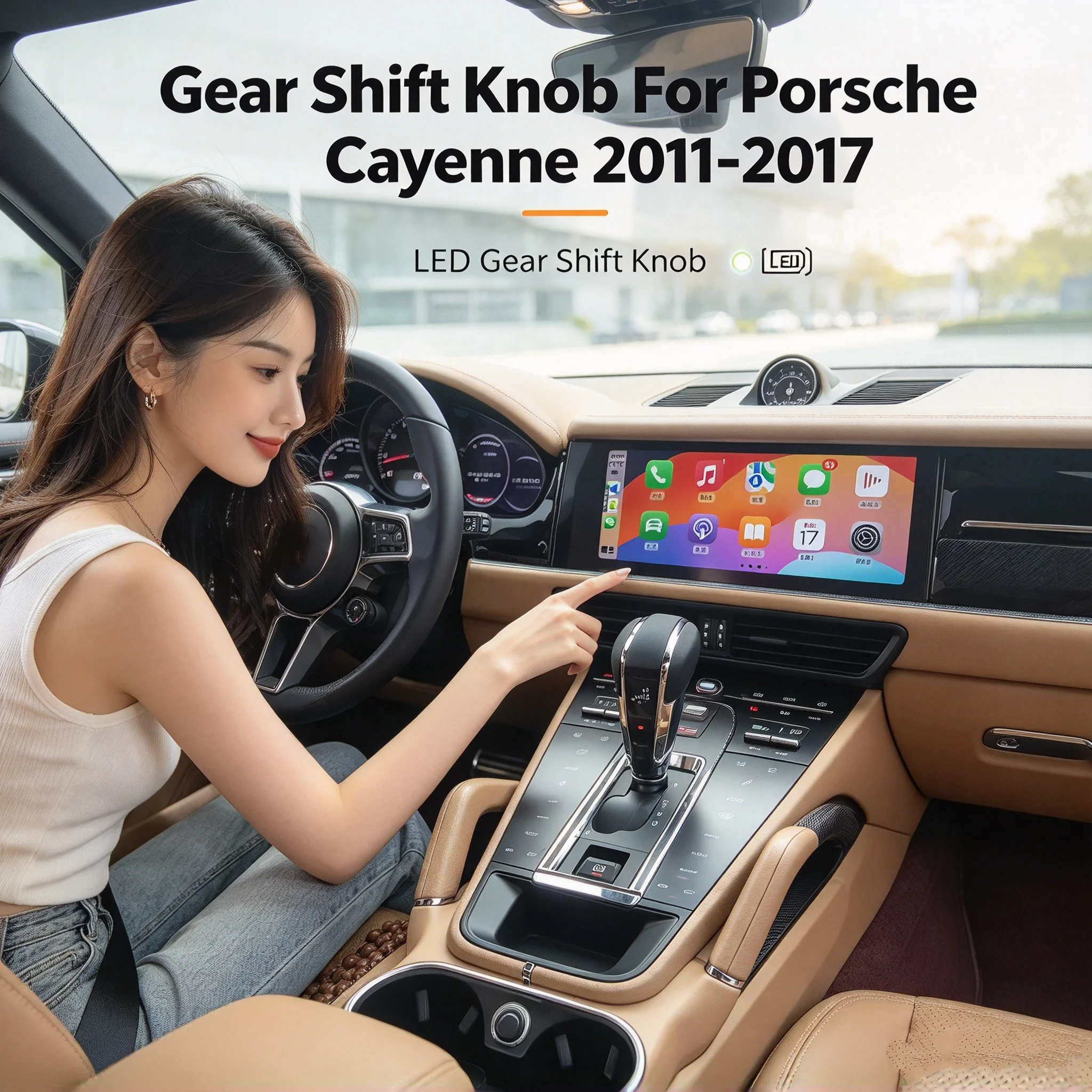 Suitable for interior modification and upgrade of 2011-2017 Porsche Cayenne cars, illuminated transmission button handle,