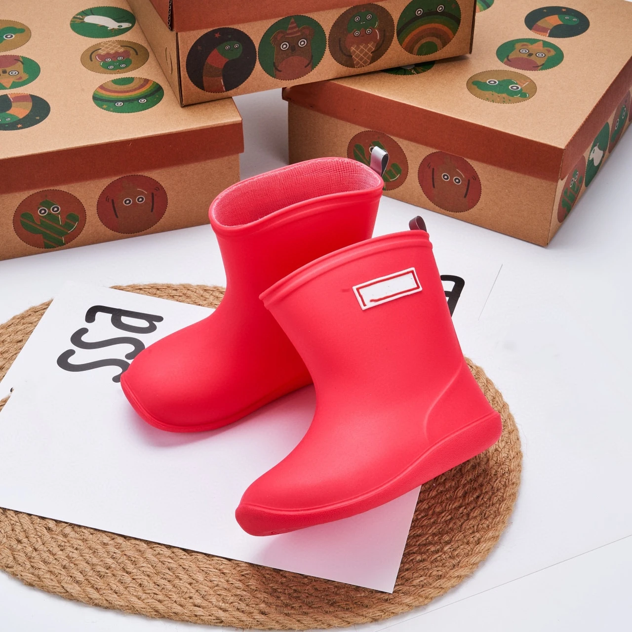 Botas infantis de chuva cor doce, sapatos de chuva para alunos do ensino fundamental, botas de gelatina antiderrapantes para meninos e meninas, moda