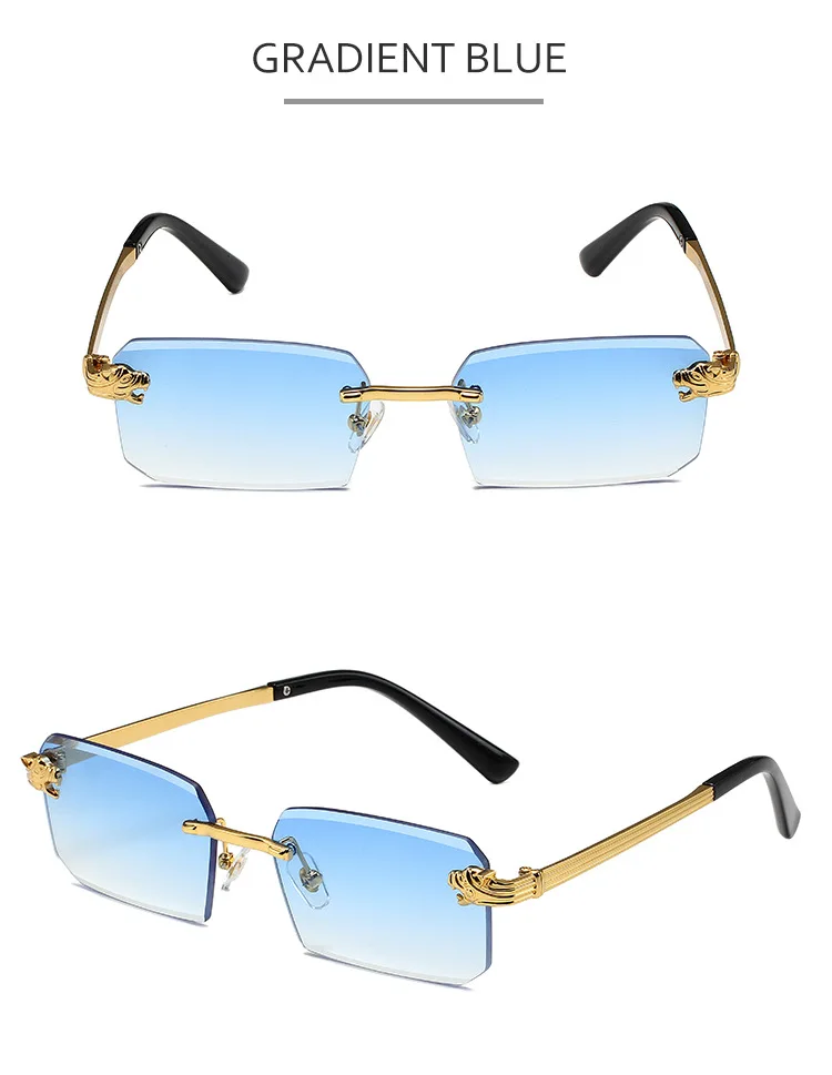 Damen Metallrahmenlose Sonnenbrille Hochwertige Luxusmarke Klassische Casual Sonnenbrille Unisex Outdoor Sport Rechteckige Schattierung Herren – Detail 15