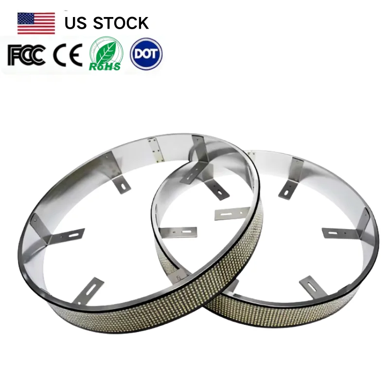 Car Rim Lights 17inch 9936 LEDs Bluetooth App RF Remote 350CM Cable Plug And Play US Stock Wheel Ring Kit
