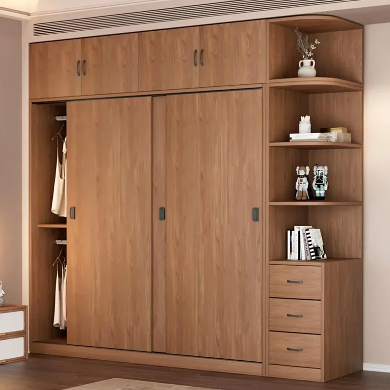 

Wood Hanging Clothes Wardrobe Closet Sliding Doors Wooden Living Room Wardrobes Hotel Space Saving Armario Resina Furniture Home