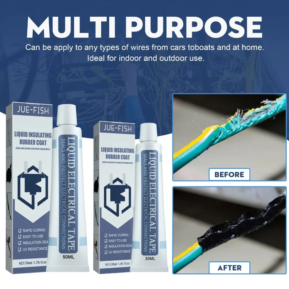 30/50ml Car Liquid Insulating Adhesive Electrical Wire Cable Repair Rubber Coat Fix Fast Drying Repair Liquid Insulation Paste