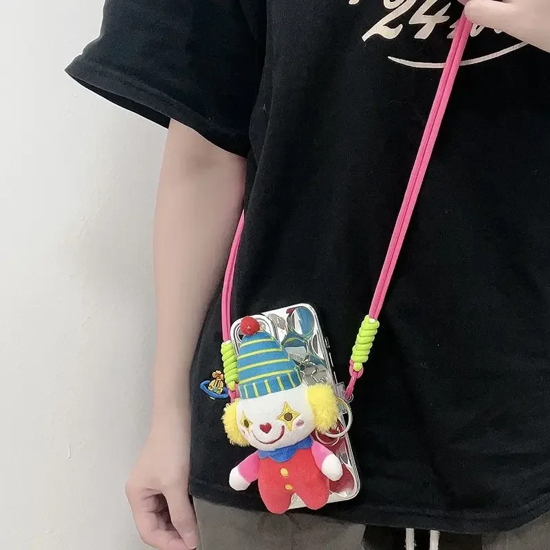 Cartoon Circus Clown Doll Back Clip Diagonal Mobile Phone Strap Universal Mobile Phone Case Lanyard