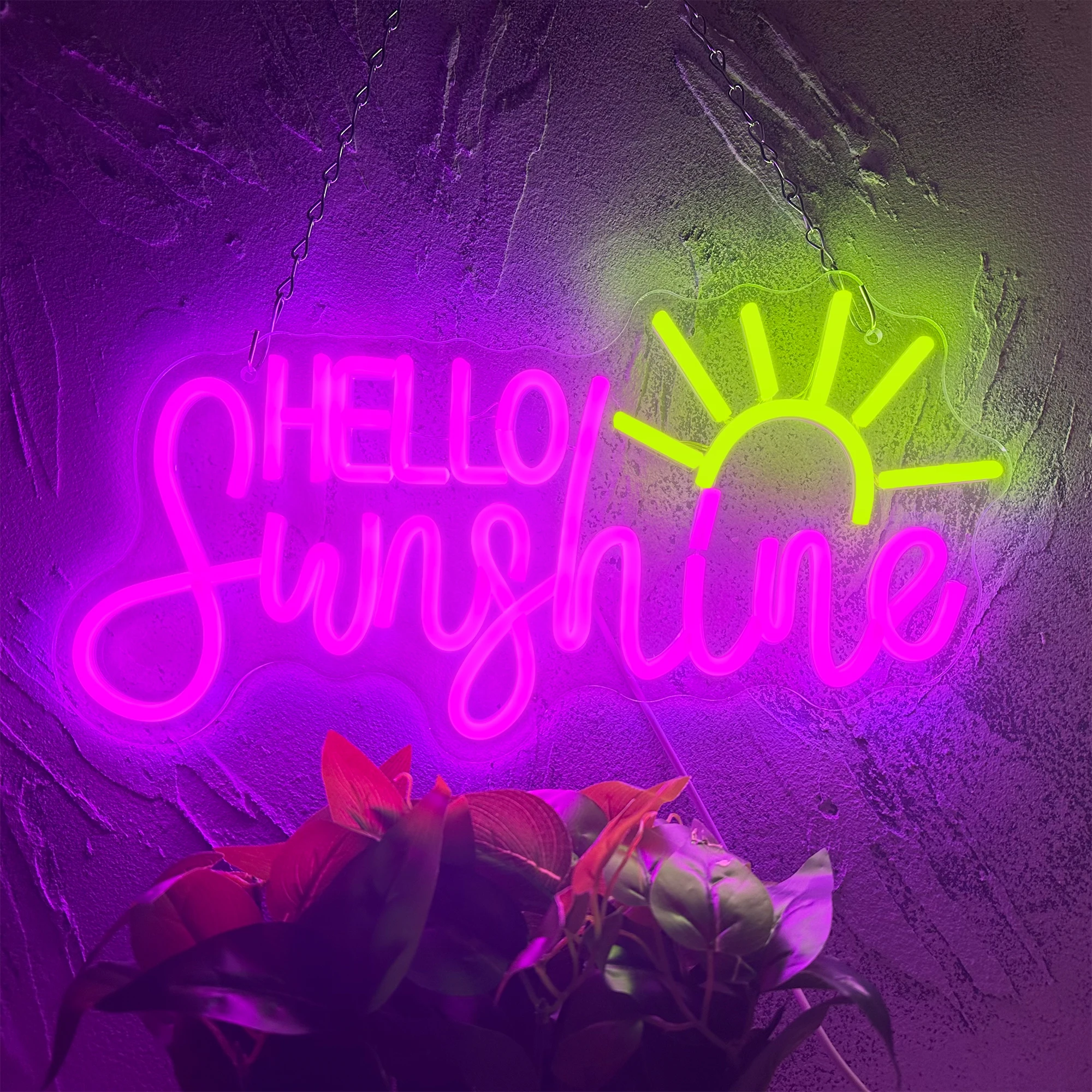 

Hello Sunshine Neon Sign Wall Decor Led Light up Sign Powed by USB for Bedroom Office Home Bar Party Backdrop Neon Signs