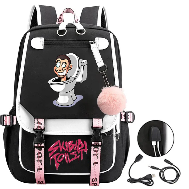 

New Female Fashion Skibidi Toilet High Capacity College Backpack Teenage Girls Laptop School Bag Funny Cartoon Pattern Schoolbag