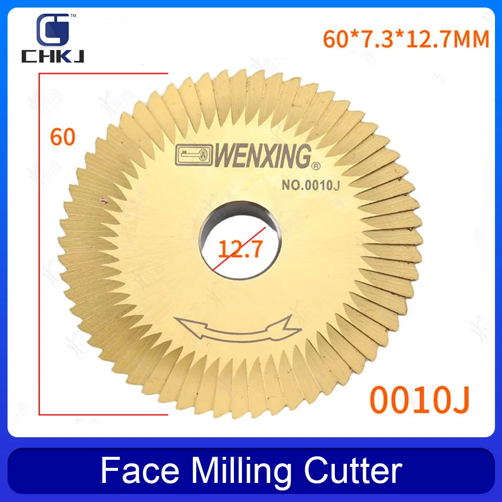 CHKJ 0010J Face Milling Cutter 60*7.3*12.7mm Double-sided Titanium For Wenxing Key Cutting Machine 283B,100B,283A 0010 Hardened