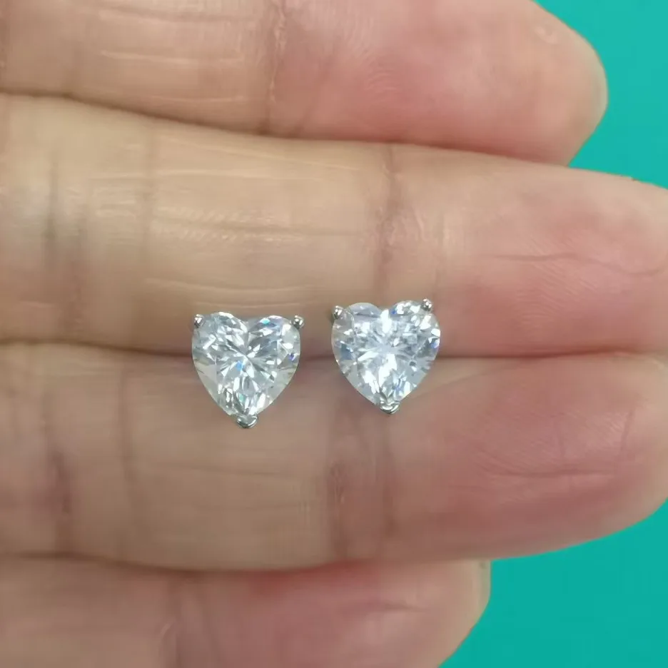 

Серьги-гвоздики с муассанитом в форме сердца для женщин, 3/6 карат, роскошное качество, лабораторный бриллиант, серебро 925 пробы, ювелирные изделия для невесты, Brincos Prata