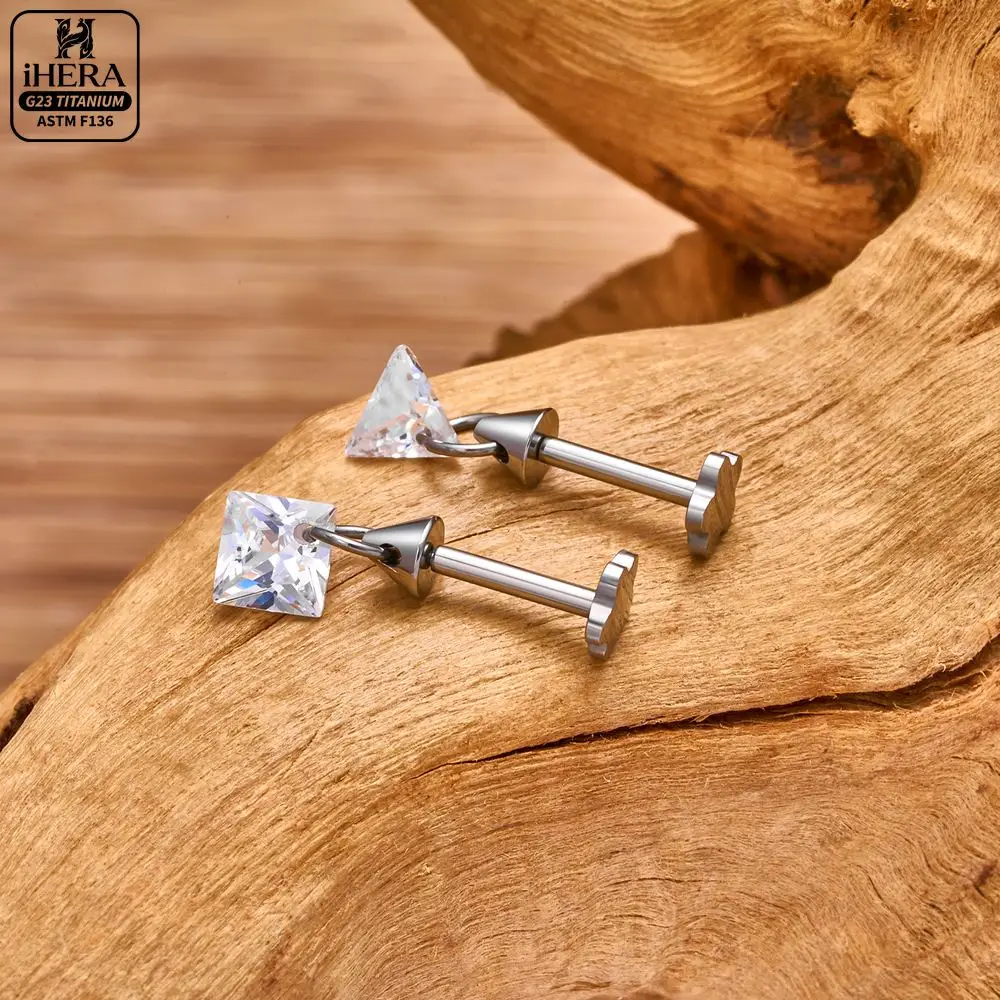ASTM F136 Titan Gewindelose Dangle Star Pear Triangle CZ Blumen Flat Back Labret Lippen-, Ohr-, Tragus-, Helix-, Knorpelpiercing-Set – Detail 18
