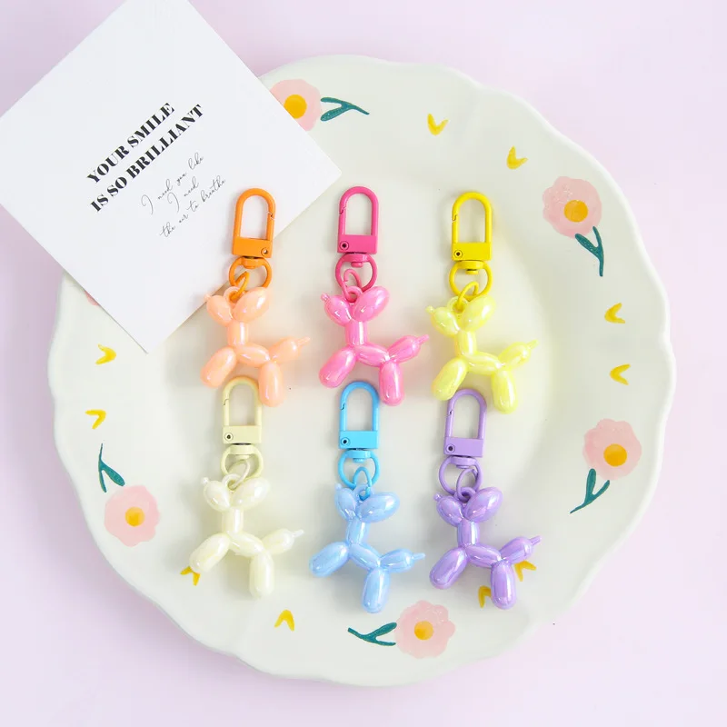 5/10pcs Cute Cartoon Balloon Dog Keychains for Women Bag Pendant Car Key Chains Jewelry Gift Decoration Accessories