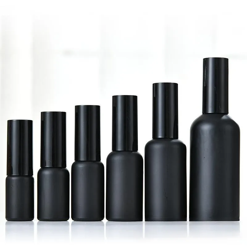 

5/10/15/20/30/50/100ML Black Glass Bottle Empty Pump Bottle Spray Perfume Lotion Oil Dispensing Containers Refillable Bottle