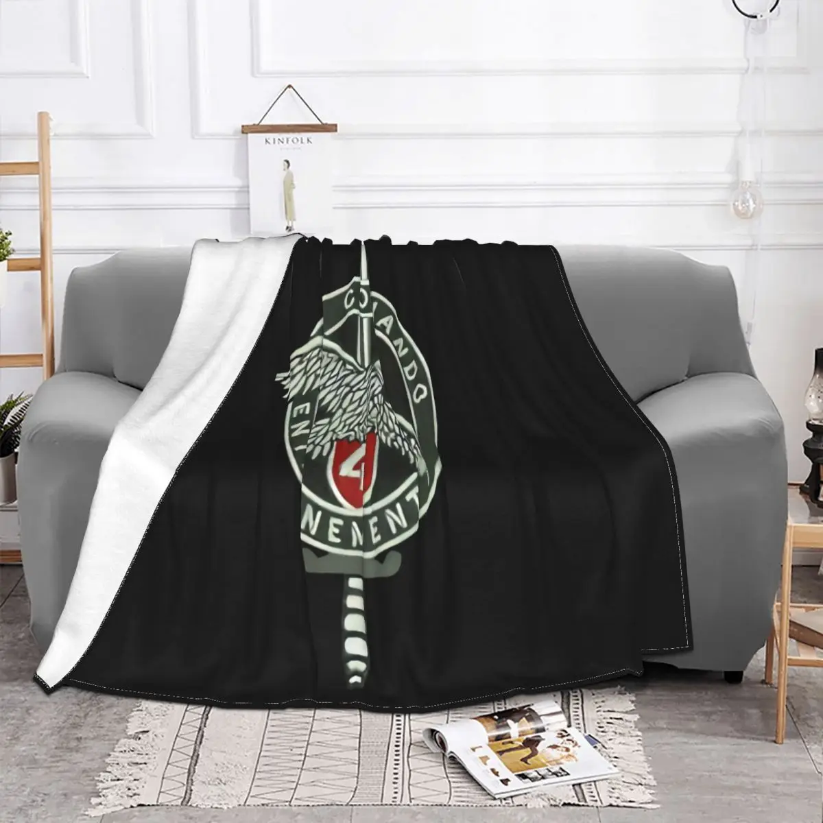 Commando Entrainement N 7 French Insigina Beret Army Foreign Legion Top Throw Blanket