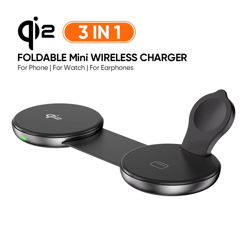 Qi2 3 in 1 Foldable Wireless Charger 15W Magnetic Fast Charging Station for iPhone Apple Watch AirPods Portable Type C Charger