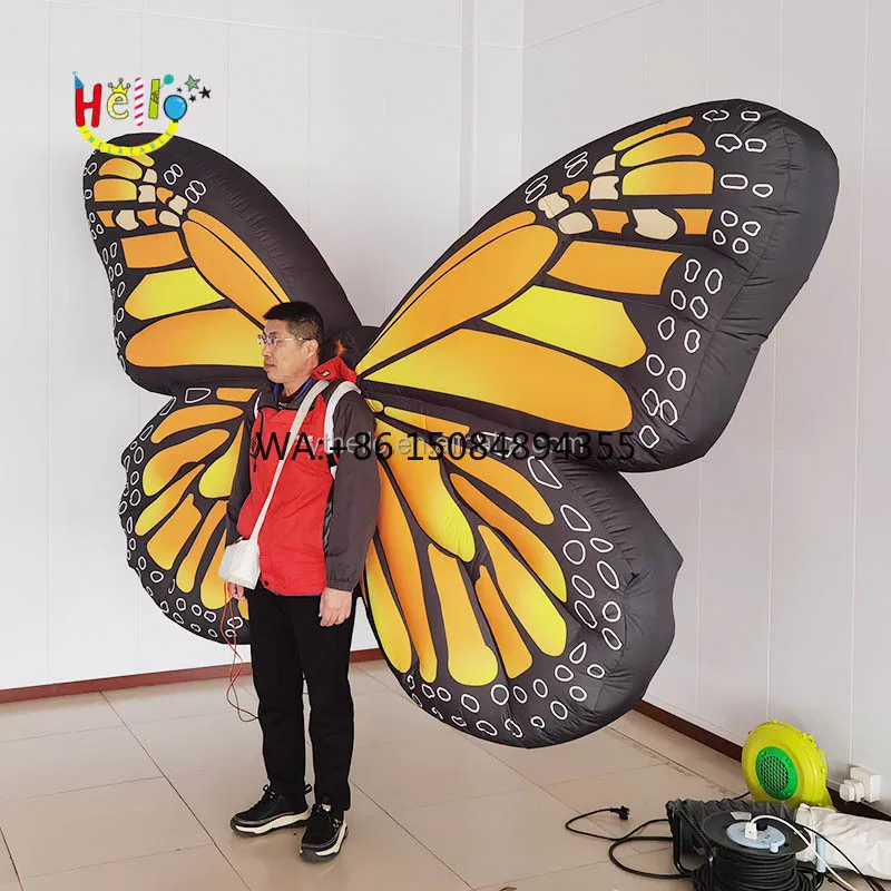 Christmas Parade Giant Inflatable Blue Butterfly Costume for Stage Performance Show