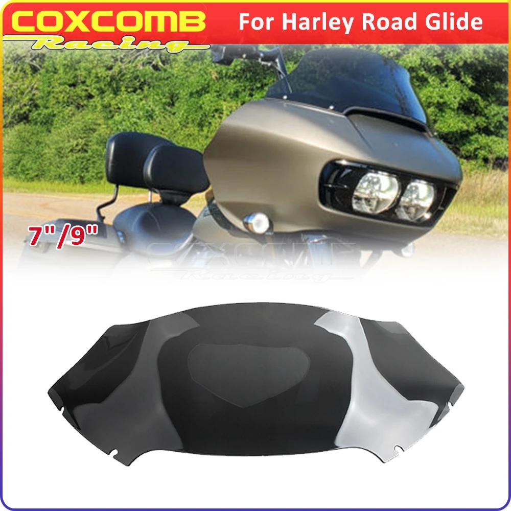 

Motorcycle Front Fairing Wind Deflectors Windshield For Harley Touring Road Glide FLTRX 2015-2023 7" 9" Wind Screen Windscreen