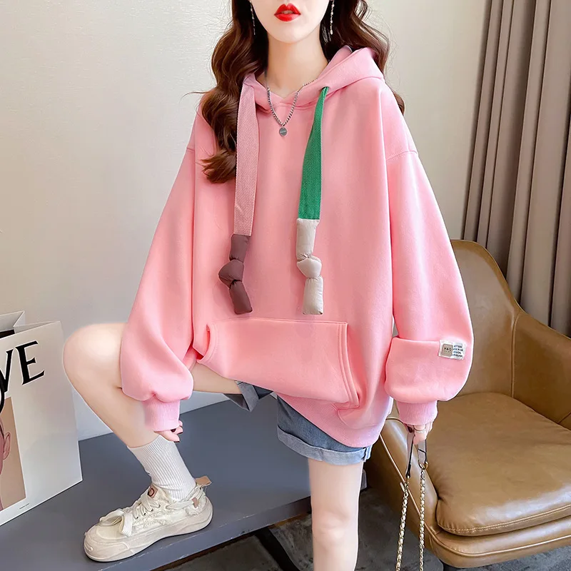 Korean Harajuku Candy Color Cute Kawaii Loose Hoodies Sweatshirts Women Winter Spring Japanese Streetwear Hoodie Y2k Clothes