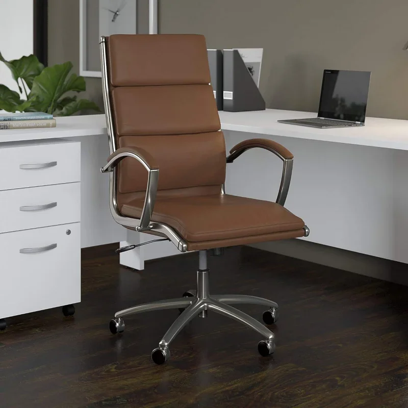 Bush Business Furniture Modelo High Back Leather Executive Office Chair in Tan