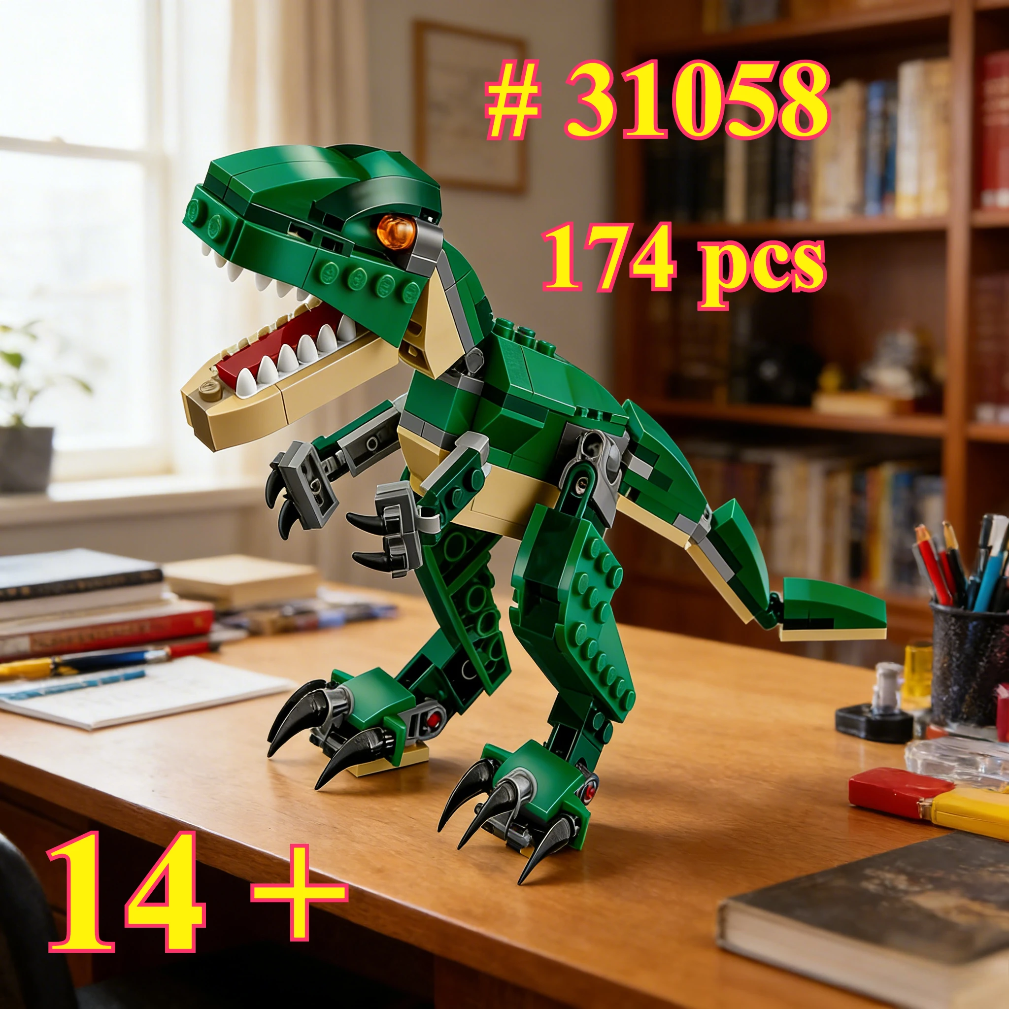divirta-se-com-dinossauros-ferozes-conjunto-de-blocos-de-montar-31058-ideal-para-presentes-de-aniversario-compativel-com-pecas-lego-174-pecas