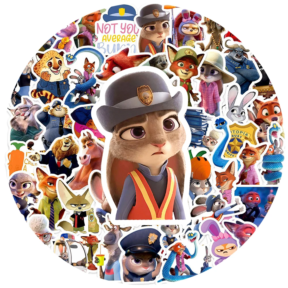 10/30/50 szt. Klasyczne naklejki z filmu Disneya Zootopia 2, urocze naklejki z królikiem Judy, lisem Nickiem, kreskówkowe naklejki DIY na bagaż, telefon, naklejki anime, zabawka