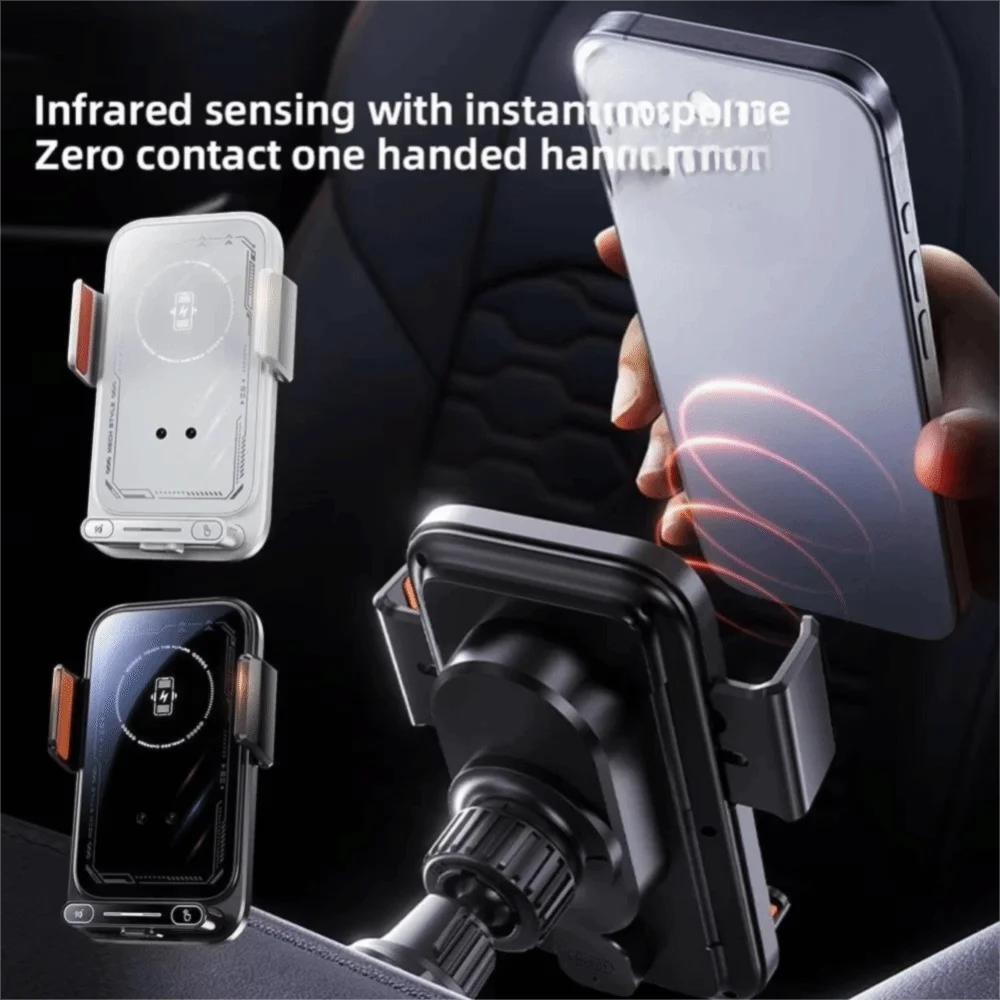 66W Fast Charging Car Phone Charger Auto Sensing Wireless Charger Mobile Phone Holder Charger One Key Release Auto Induction