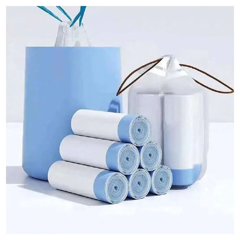 

Trash Bags 3.5 Gallon, 100 Pcs Bathroom Garbage Bags, Blue Strap 3 Gallon Trash Bag Kitchen Garbage BagsWhite With Drawstring Q