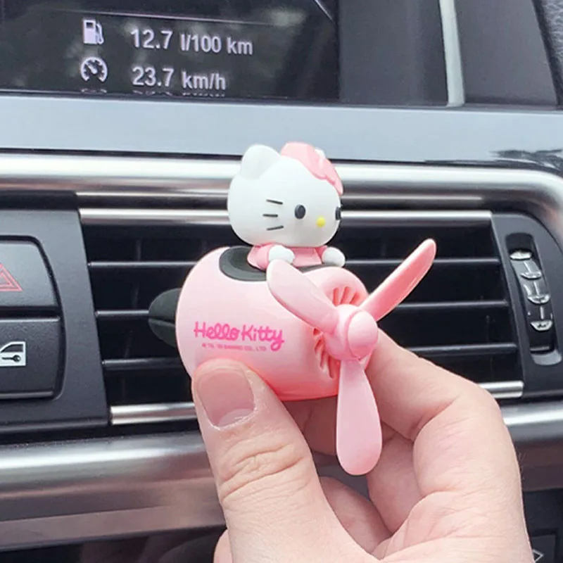 Hello Kitty Car Aromatherapy Ornaments Car Fan Small Airplane Fragrance Decoration Cartoon Sanrio Car Accessories Jewelry Gifts