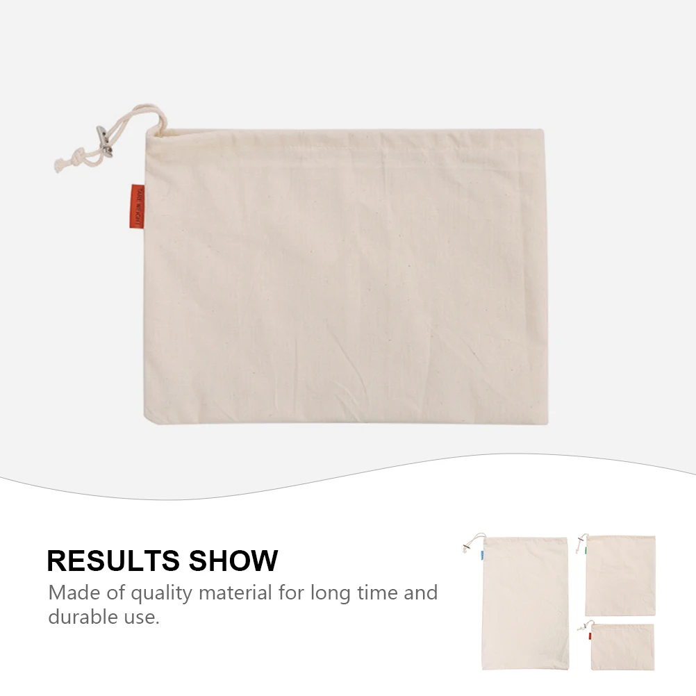

3pcs Cotton Grocery Bags Drawstring Storage Pouch for Flour Rice Food Eco Friendly Reusable Household Daily Use Bag