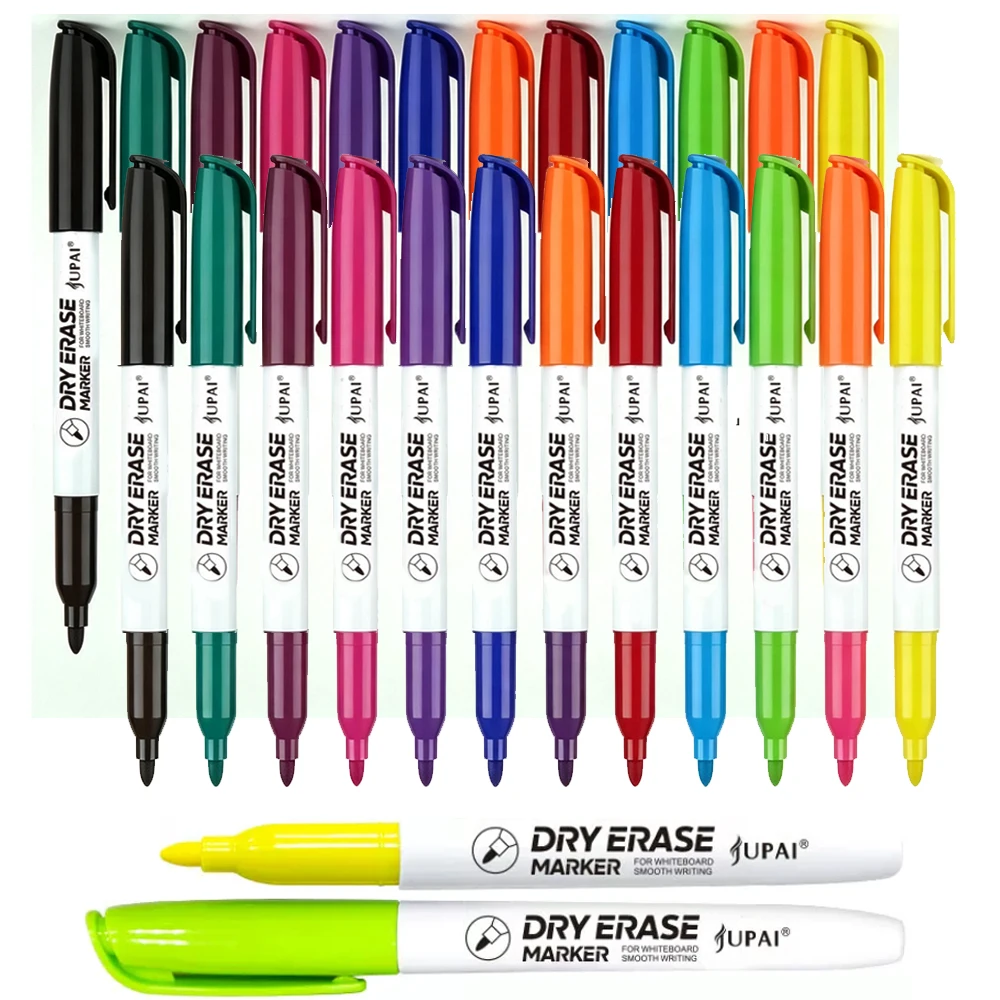 12Colors 24Pcs Whiteboard Markers Fine Tip Low Odor Dry Erase Marker for Office School Teacher Classroom Supplies Easy To Wipe