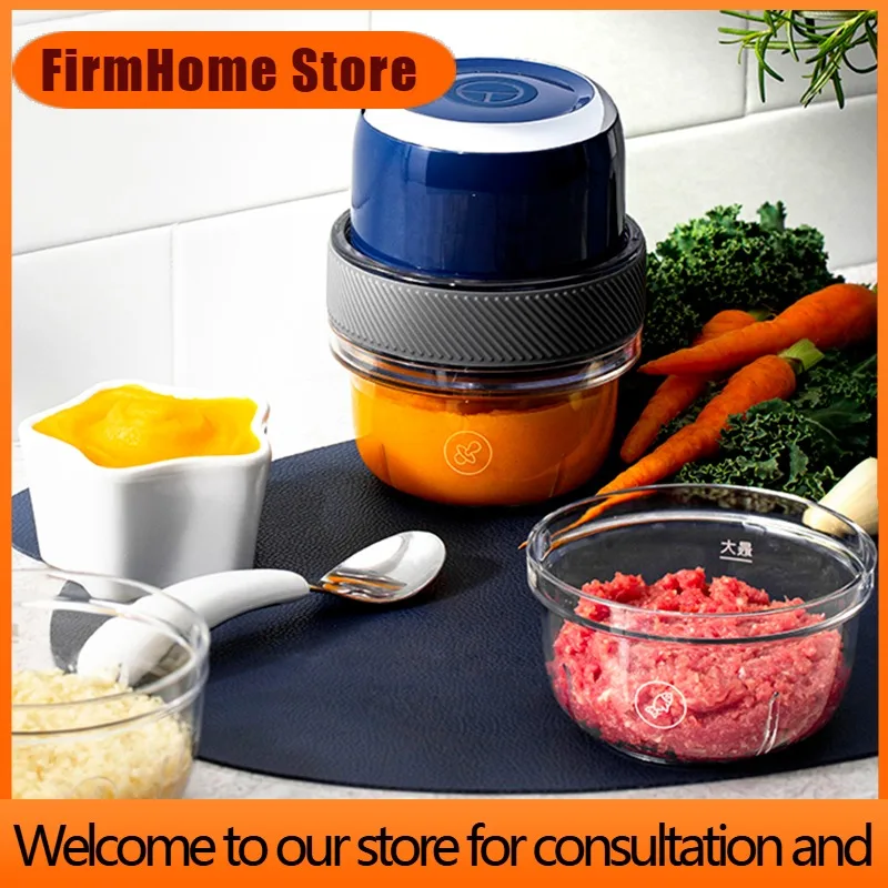 FirmHome StoreRechargeable Baby Food Blender Mini Portable Wireless Meat Grinder Garlic Masher Cooking Machine Tool With 3 Bowls