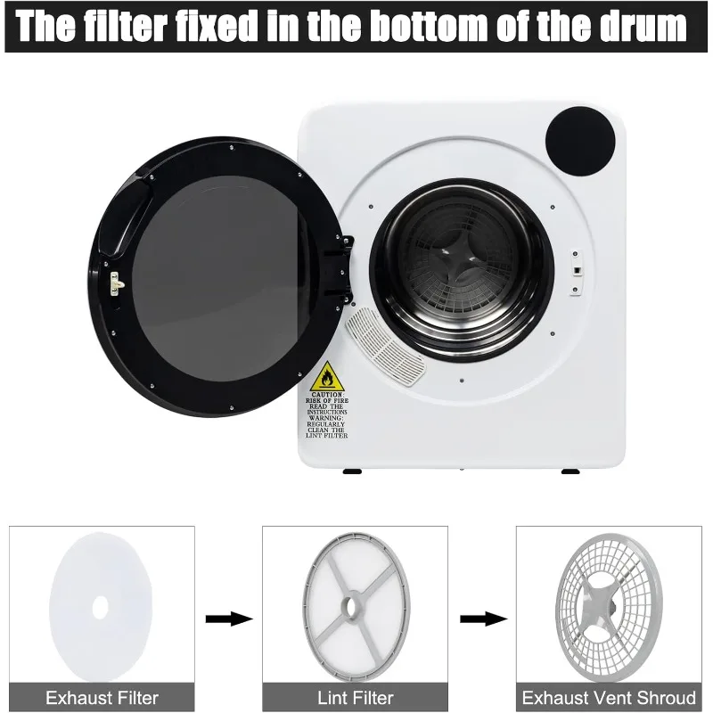 

Сушильная машина с фронтальной загрузкой, 13,2 фунта, с барабаном из нержавеющей стали, с возможностью индивидуальной настройки выхлопной трубы