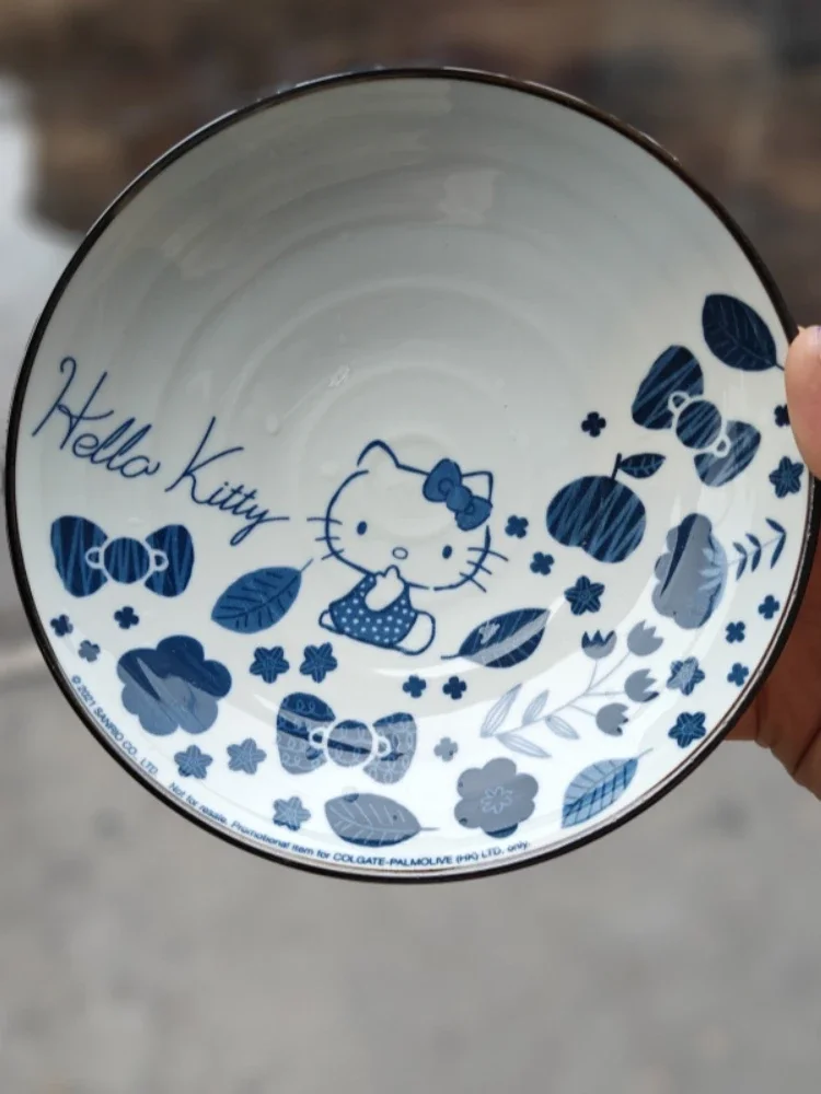 Clearance Sale Hello Kitty Sanrioed Ceramic Blue White Plate Ceramic Dish Sauce for Kitchen Room Decoration Home Wall Decoration