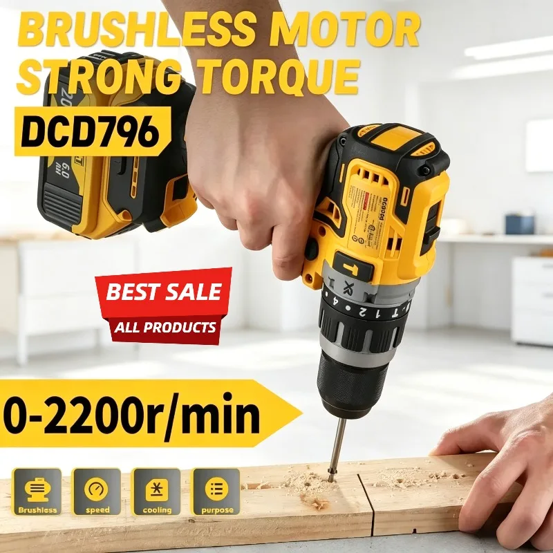 Dewalt DCD796 Impact Electric Drill Multifunctional Screwdriver Brushless Motor 18v Power Tools Cordless Rechargeable