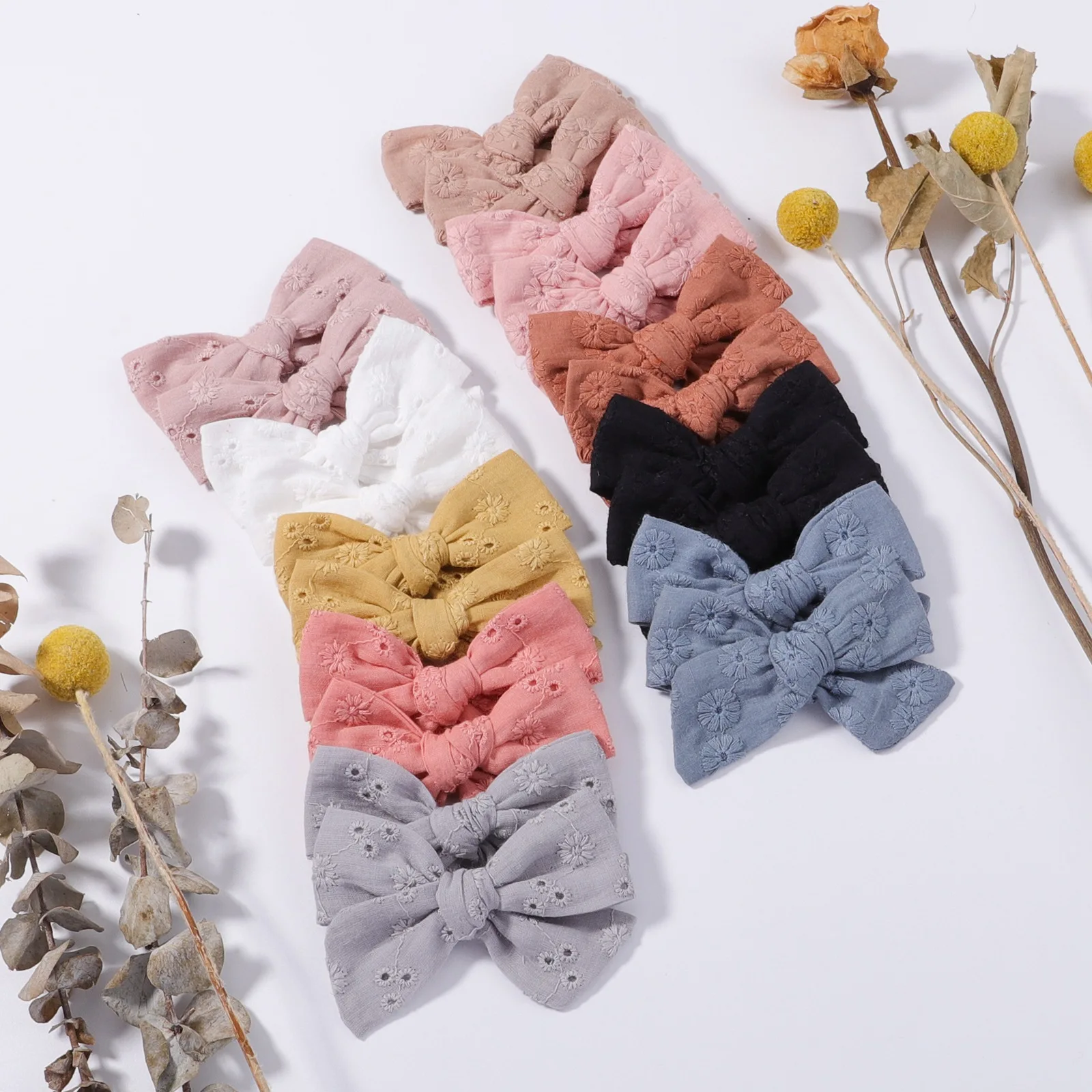 

Wholesale 24Pcs/Lot Cute Lace Cotton Baby Hair Clips Fashion Hair Bows Toddler Girl Hairpins Kids Flower Print Hair Accessories