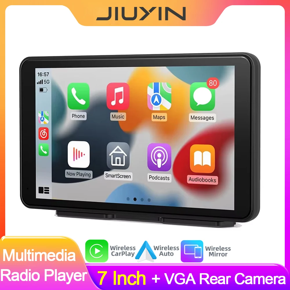 

7-дюймовый автомобильный радиоприемник, мультимедийный видеоплеер, беспроводной CarPlay, Android Auto, GPS-навигация, сенсорный экран, Bluetooth-видеоэкран