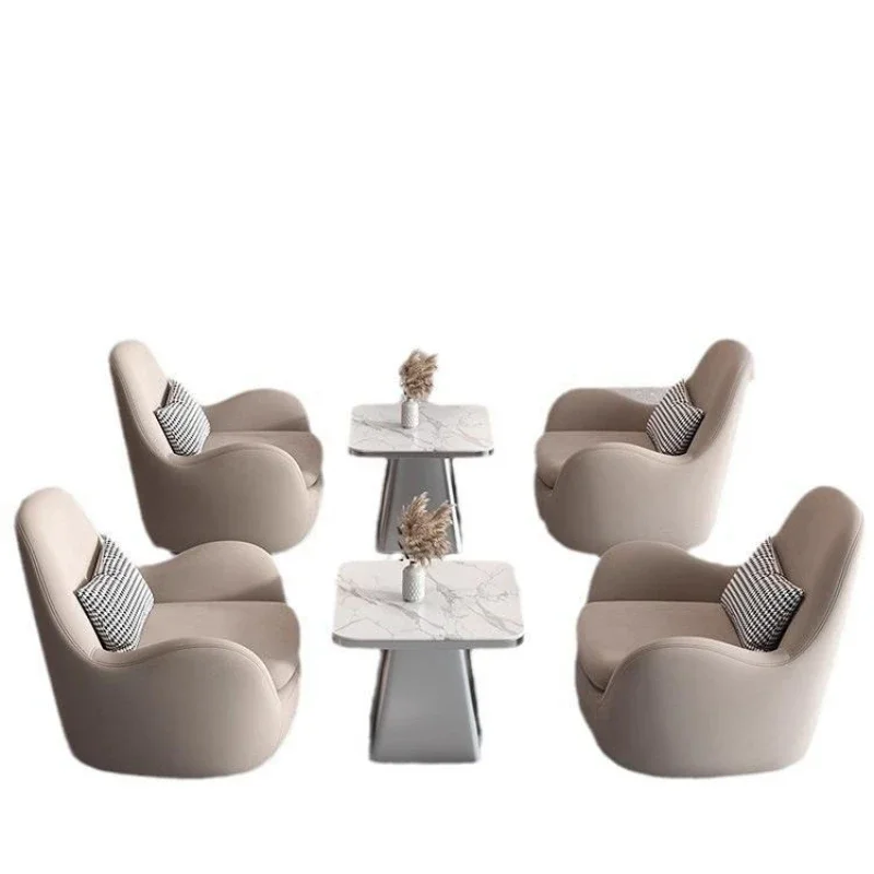

Light Luxury Modern Sales Office Small Round Table Beauty Salon Negotiation Negotiation One Table Four Chairs Negotiation