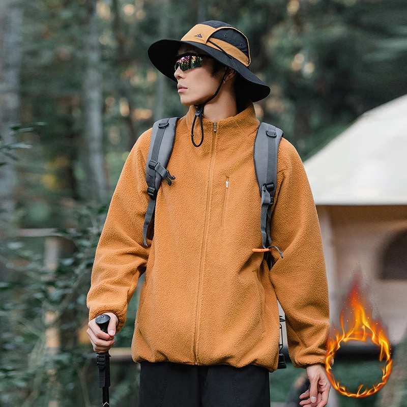 

Новинка 2023 года, мужской флисовый кардиган на молнии, повседневный утолщенный кардиган с воротником-стойкой, теплая однотонная куртка, осенне-зимняя верхняя одежда для отдыха