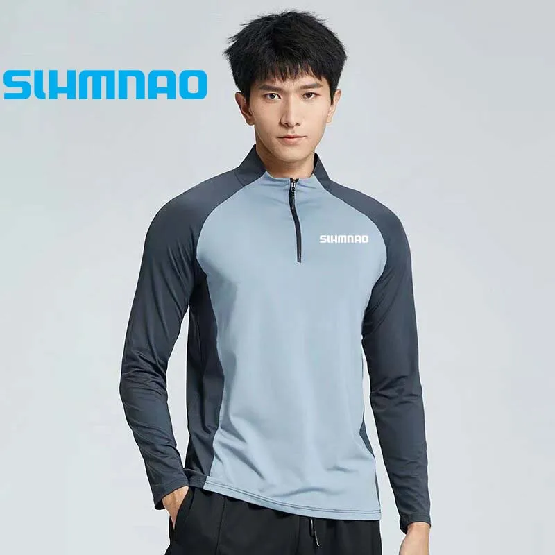 

Spring and Autumn Cool Long Sleeved Fishing Suit, Summer Half Zip Sports Running and Cycling T-shirt, Cool Sun Protection Suit
