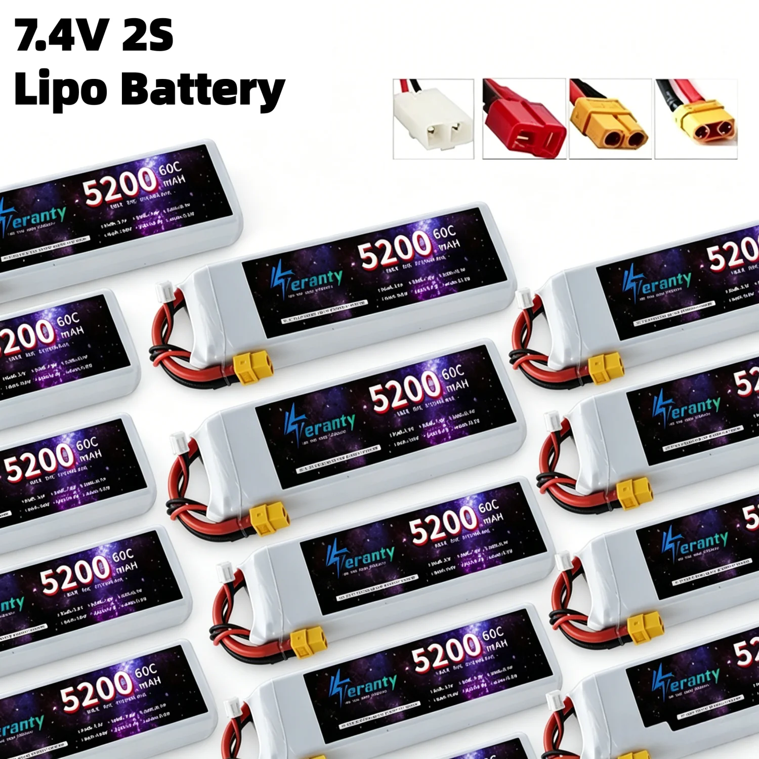 1PCS 7.4V Lipo 2s Battery 5200mAh 60C 7.4V RC Battery with Tamiya Connector XT60 Plug For Plane Drones RC Helicopter Boats