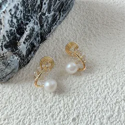 Fashion Mosquito Incense Plate Ear Clip No Ear Hole Earrings Inlaid with Zircon Sweet Temperament Versatile Earrings Gift Wholes