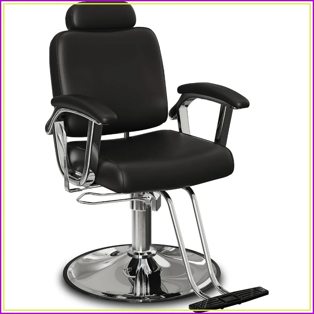 330 lbs Capacity PU Leather, Steel Frame Salon Chair Reclining, Hydraulic, 360 Swivel, 135 Recline