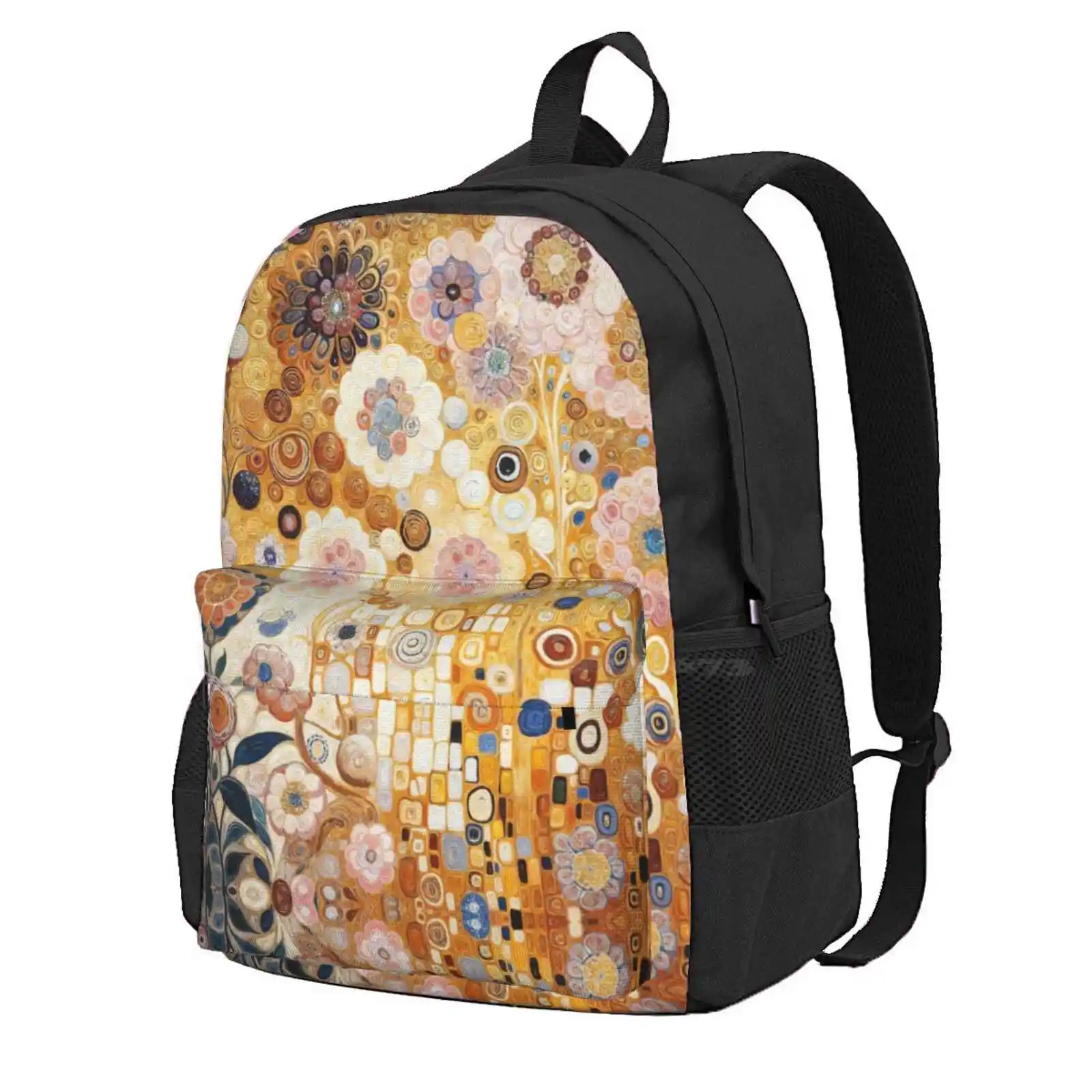 

Klimt Gold Flower Garden Hot Sale Schoolbag Backpack Fashion Bags The Kiss Gold Leaf Floral Pattern Gustav Klimt Artist Art