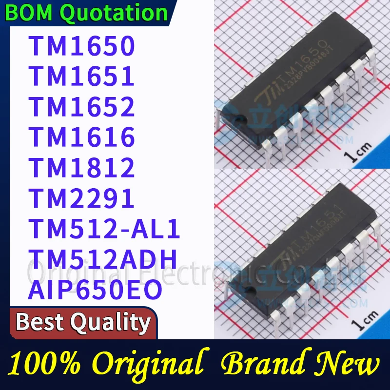 

5 шт./лот TM1650 TM1651 TM1652 TM1616 TM1812 TM2291 TM512-AL1 TM512ADH AIP650EO В наличии Оригинальные высококачественные компоненты