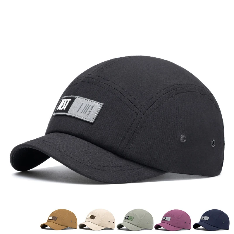 Men's Baseball Cap Spring Summer Cotton Blend Duckbill Hat with Small Brim and Decorative Tag Breathable Casual Style