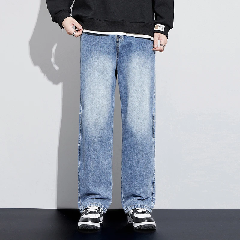 

Baggy Jeans Men Trousers Wide Leg Pants Loose Fit Streetwear Light Blue 2025 New Jeans Kpop Men's Clothing Oversize Homme