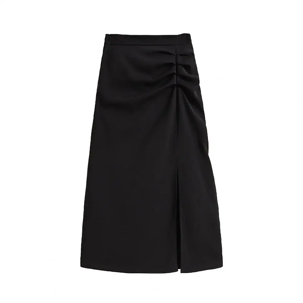 High-waisted Skirt Stylish Women's High Waist Midi Skirt Collection A-line Side Slit Plaid Design for Work Leisure Wear