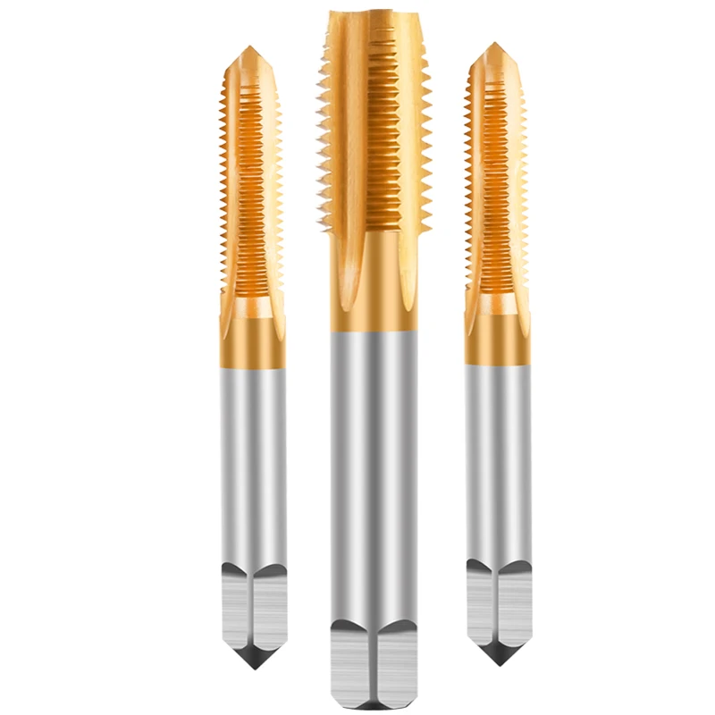 Tap for titanium plating straight groove machine, special for tapping, fine teeth, M8M10M12 golden yellow
