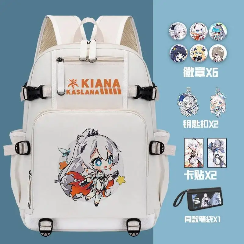 

Anime Game Honkai 3 Cos Bianca Rita Raiden Mei Bronya Elysia Etc. Unisex Casual Simple Cartoon Print Storage Backpack