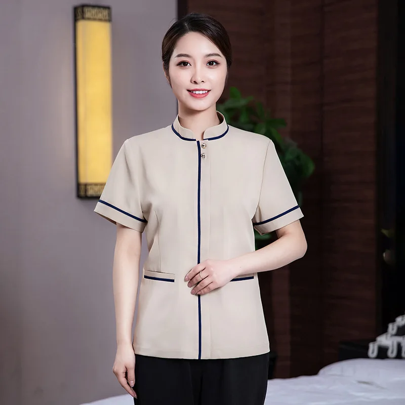 

Summer Cleaning Uniforms for Men and Women, Hotel Room Cleaning Staff Short Sleeve, Shopping Mall Property Housekeeping Cleaning