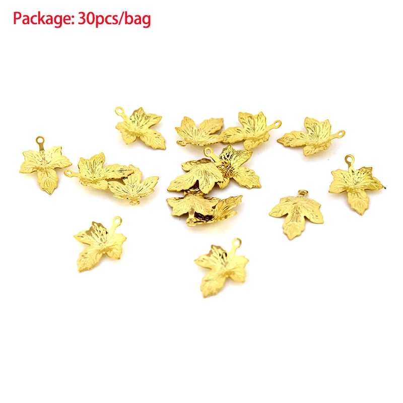 50-30Pcs Stainless Steel Golden Leaf Charms Pendants Hollow Leaves Charm For Jewelry Making Bracelet Necklace DIY Accessories - view 6